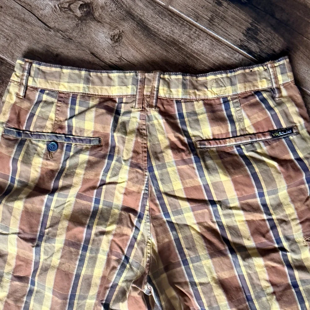 Volcom Men's Vintage Gillford Plaid Chino Skater Shorts,‎ Yellow Brown, 36